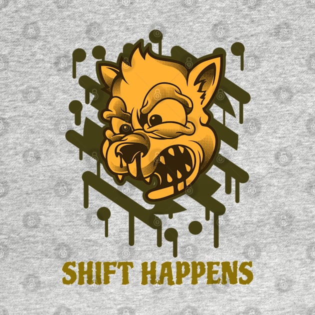 Shift Happens Funny Toon Wolf Design by Figmenter